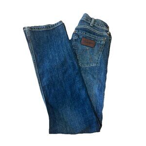 Wrangler Jeans Mens 32x32 Blue Denim Retro Slim Boot Western Cowboy Rodeo